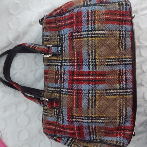 Vintage Vera Bradley Patchwork Plaid Tweed Wool Satchel Handbag - Picture 12 of 16